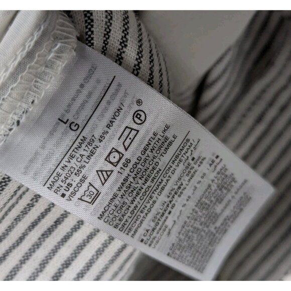 NEW Old Navy Pants Womens Large Wide Leg Stripe White Black High Rise Linen - Picture 5 of 9